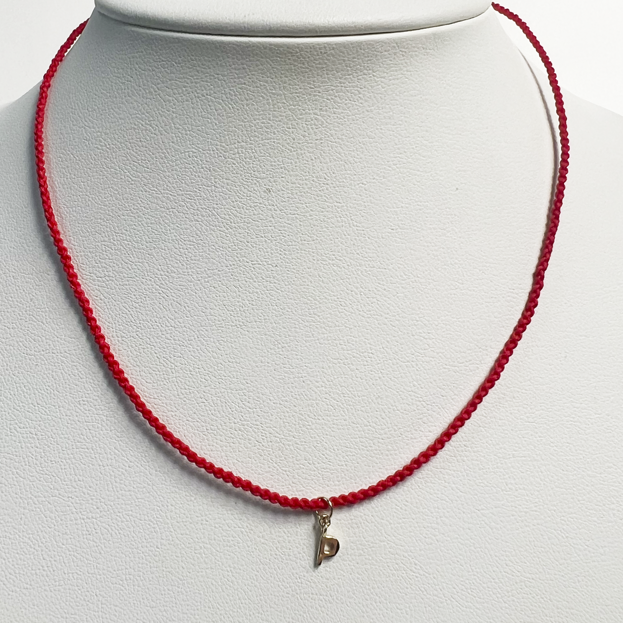 Friendship Initial Necklace | 10K Yellow Gold | Red