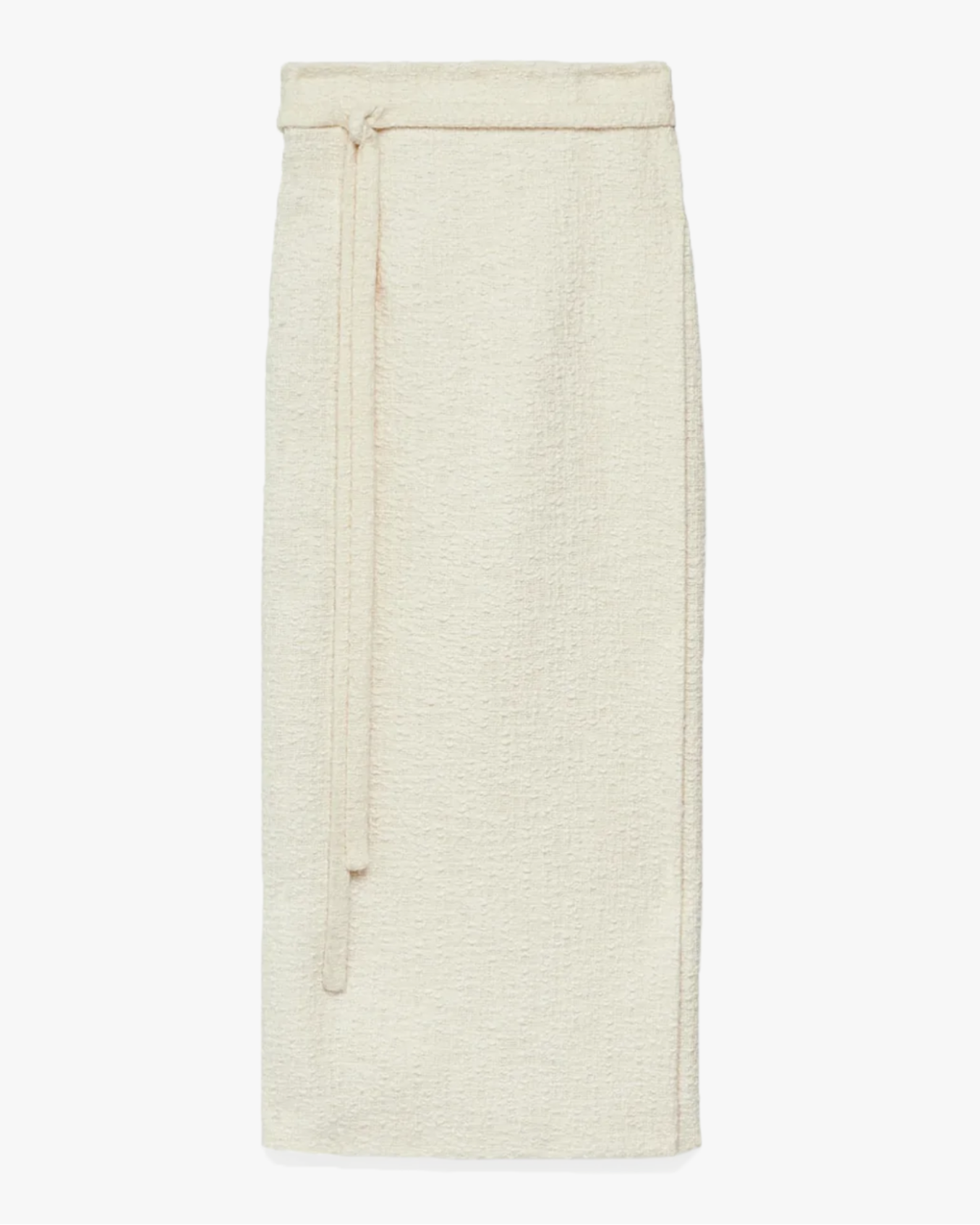 Another Tomorrow Tweed Wrap Skirt in Cream – Cotton Women's Skirt