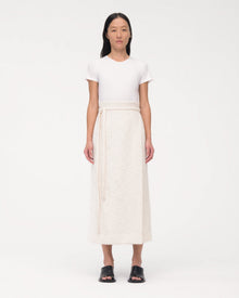 Another Tomorrow Tweed Wrap Skirt in Cream – Cotton Women's Skirt