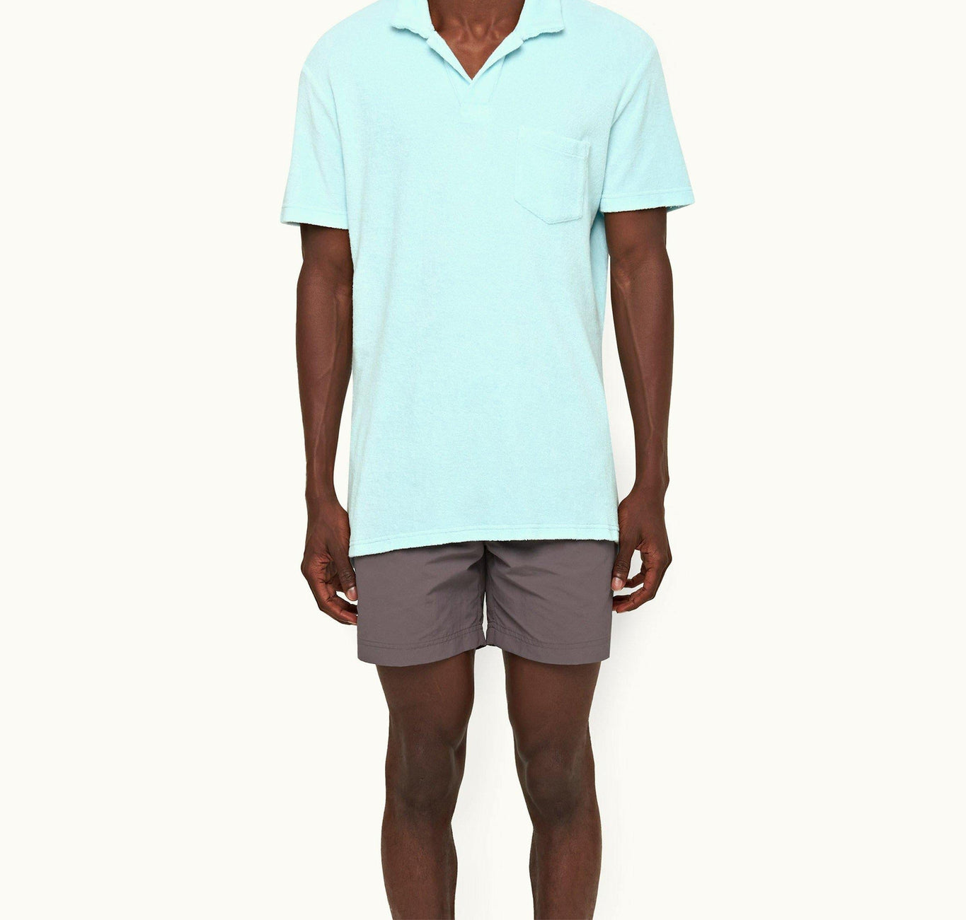 Terry Towelling Tailored Fit Resort Towelling Polo Shirt | Clear Sky