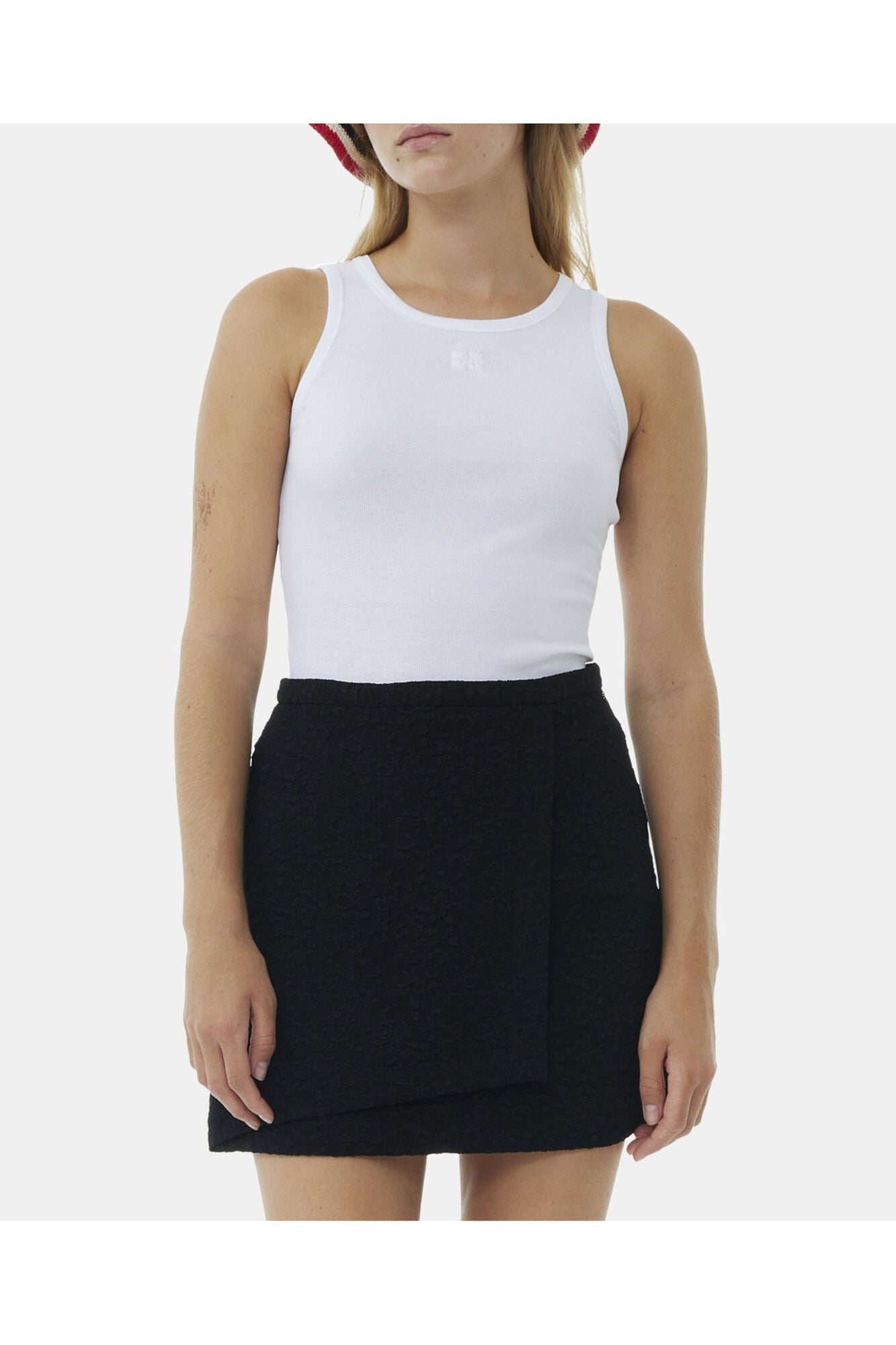 Textured Suiting Mini Skirt | Black