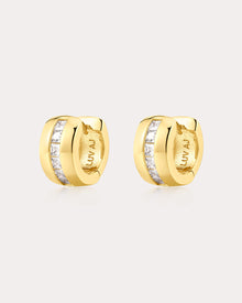 The Pave Stripe Monaco Huggies | Gold