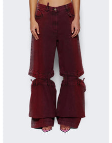 The Attico | Women | Cutout Mid Rise Jeans | Red x Purple