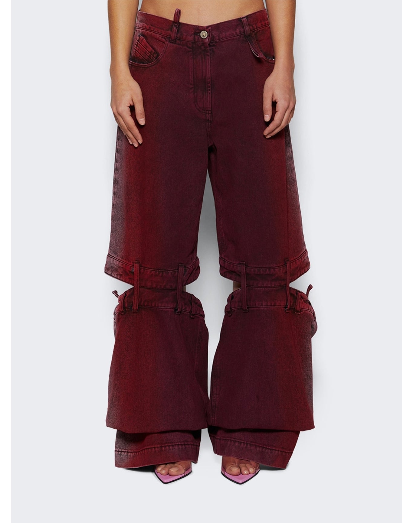 The Attico | Women | Cutout Mid Rise Jeans | Red x Purple