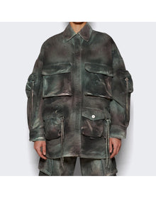The Attico | Women | Fern Short Coat | Stained Green Camouflage