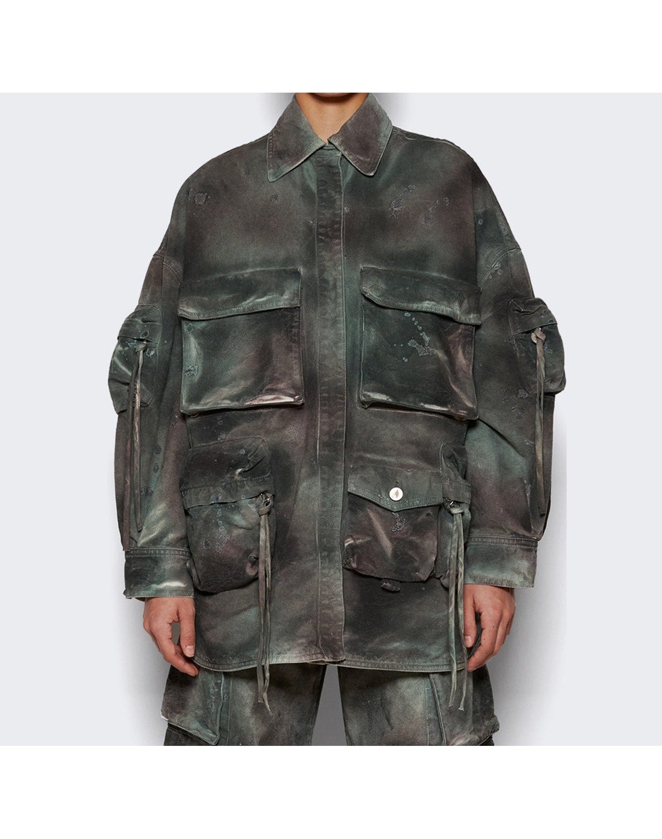 The Attico | Women | Fern Short Coat | Stained Green Camouflage