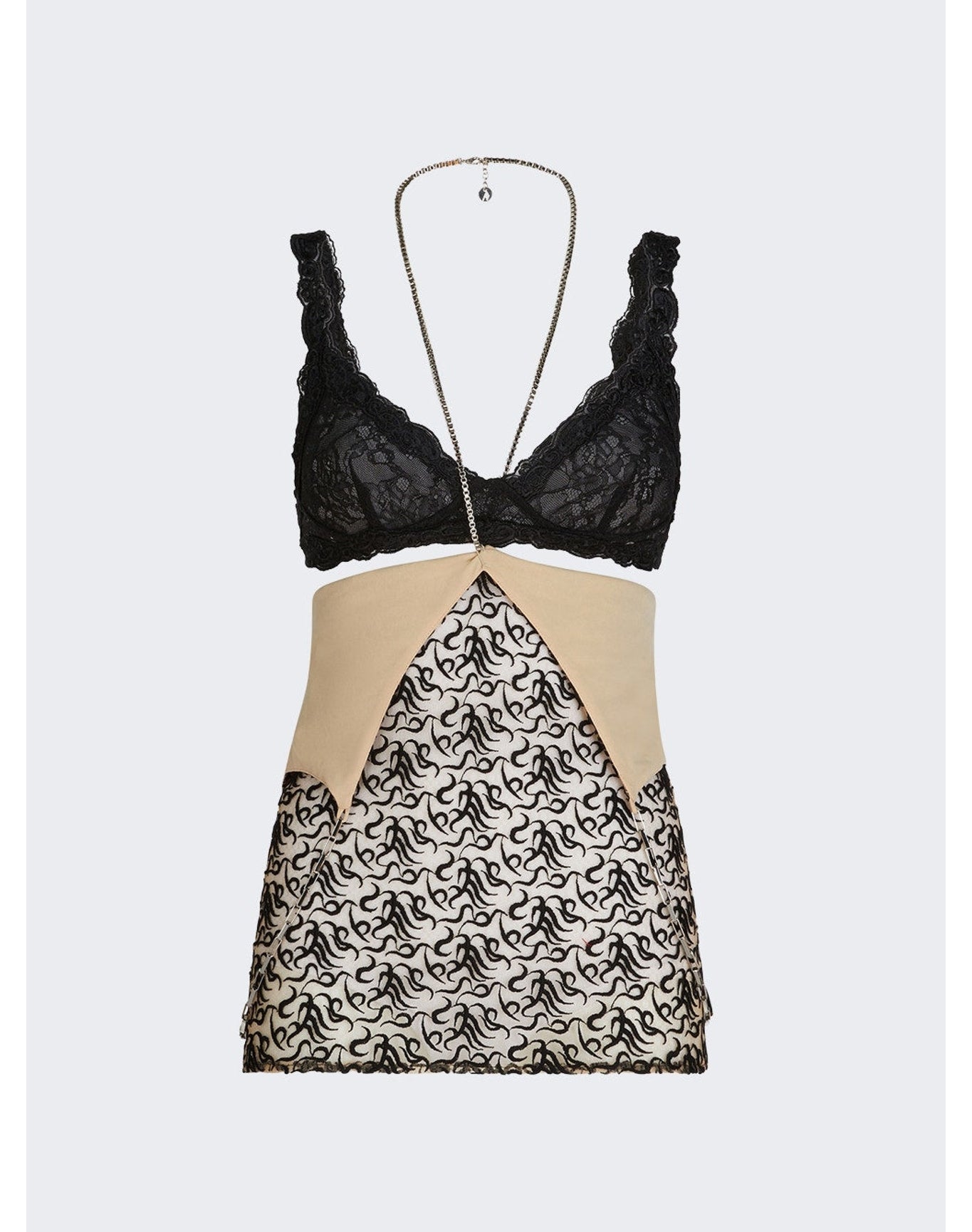 The Attico | Women | Tulle Top With Embroidery | Champagne x Black
