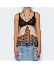 The Attico | Women | Tulle Top With Embroidery | Champagne x Black