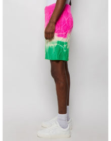 The Elder Statesman | Men | Dip Dye Chunky Cable Shorts | Pink x Ivory x Green