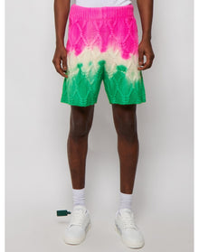 The Elder Statesman | Men | Dip Dye Chunky Cable Shorts | Pink x Ivory x Green