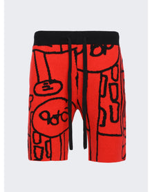 The Elder Statesman | Men | Newspaper Relaxed Short | Black x Flame Red