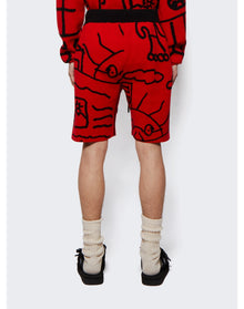 The Elder Statesman | Men | Newspaper Relaxed Short | Black x Flame Red