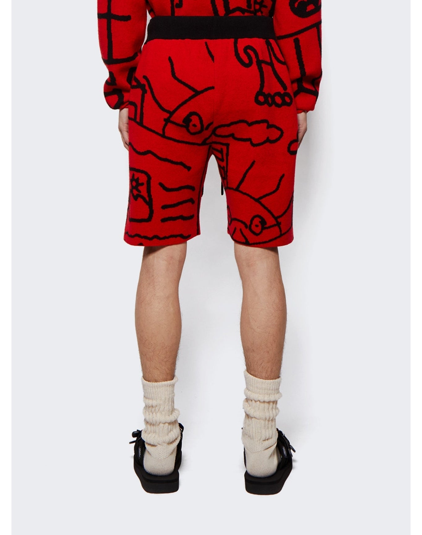 The Elder Statesman | Men | Newspaper Relaxed Short | Black x Flame Red