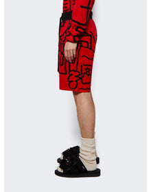 The Elder Statesman | Men | Newspaper Relaxed Short | Black x Flame Red