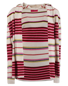 The Elder Statesman | Men | Reverse Stripe Smoking Jacket | Ivory Red x Fuchsia