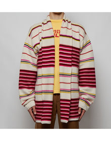 The Elder Statesman | Men | Reverse Stripe Smoking Jacket | Ivory Red x Fuchsia