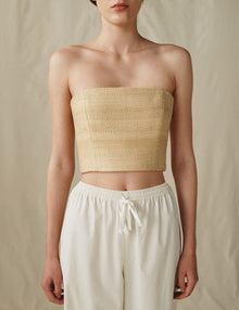 Womens | The Band Top in Silk Basket Weave | Straw