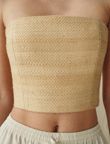 Womens | The Band Top in Silk Basket Weave | Straw