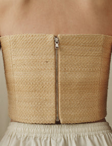 Womens | The Band Top in Silk Basket Weave | Straw