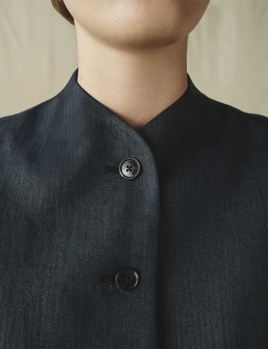 Womens | The Mini Dress in Linen Herringbone | Midnight