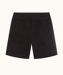 Trevone Classic Fit Stripe Seam Towelling Sweat Shorts | Black