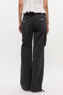 Trouseres in Black Washed Twill | Phantom