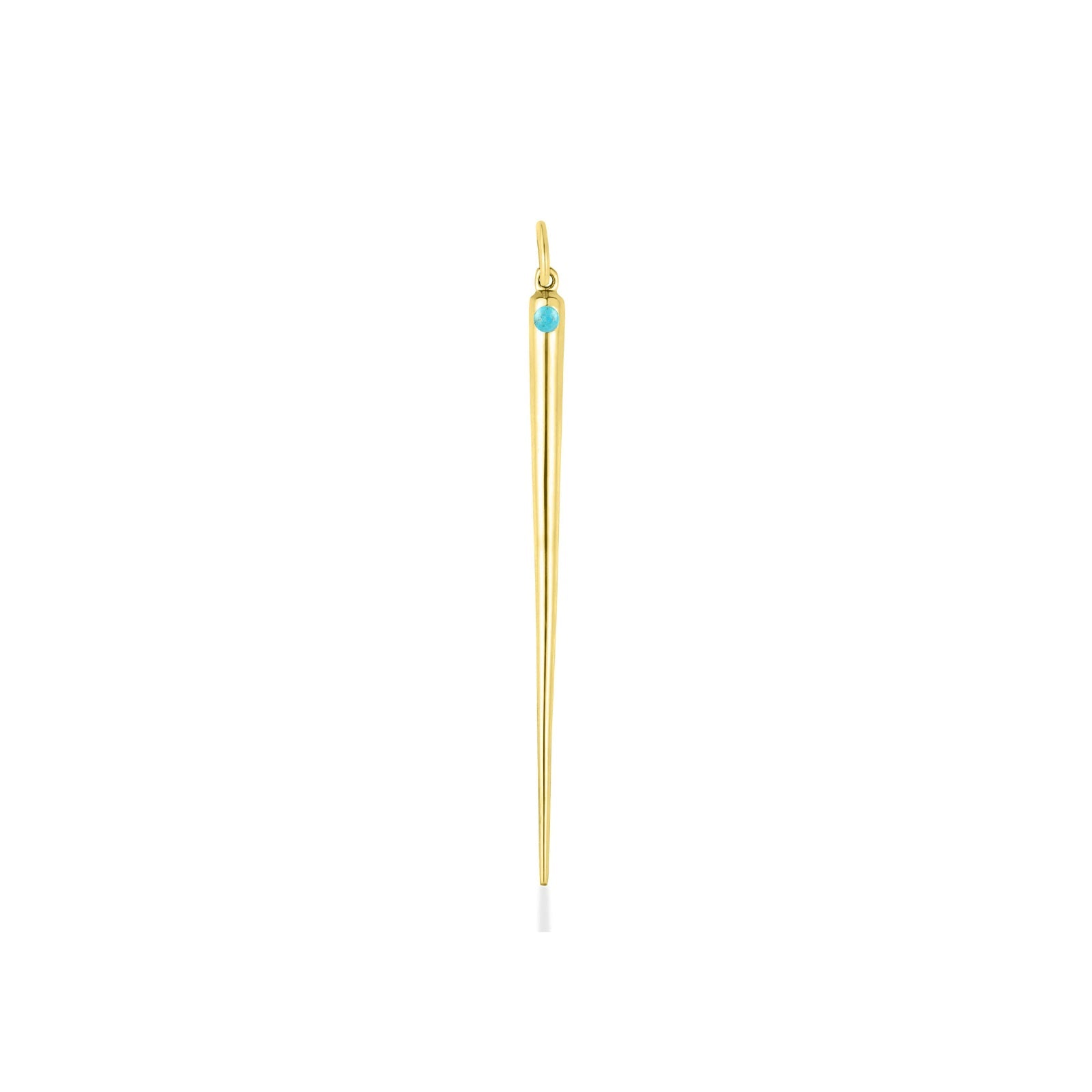14K Recycled Gold Quill Spike Charm with Turquoise on a white background. 