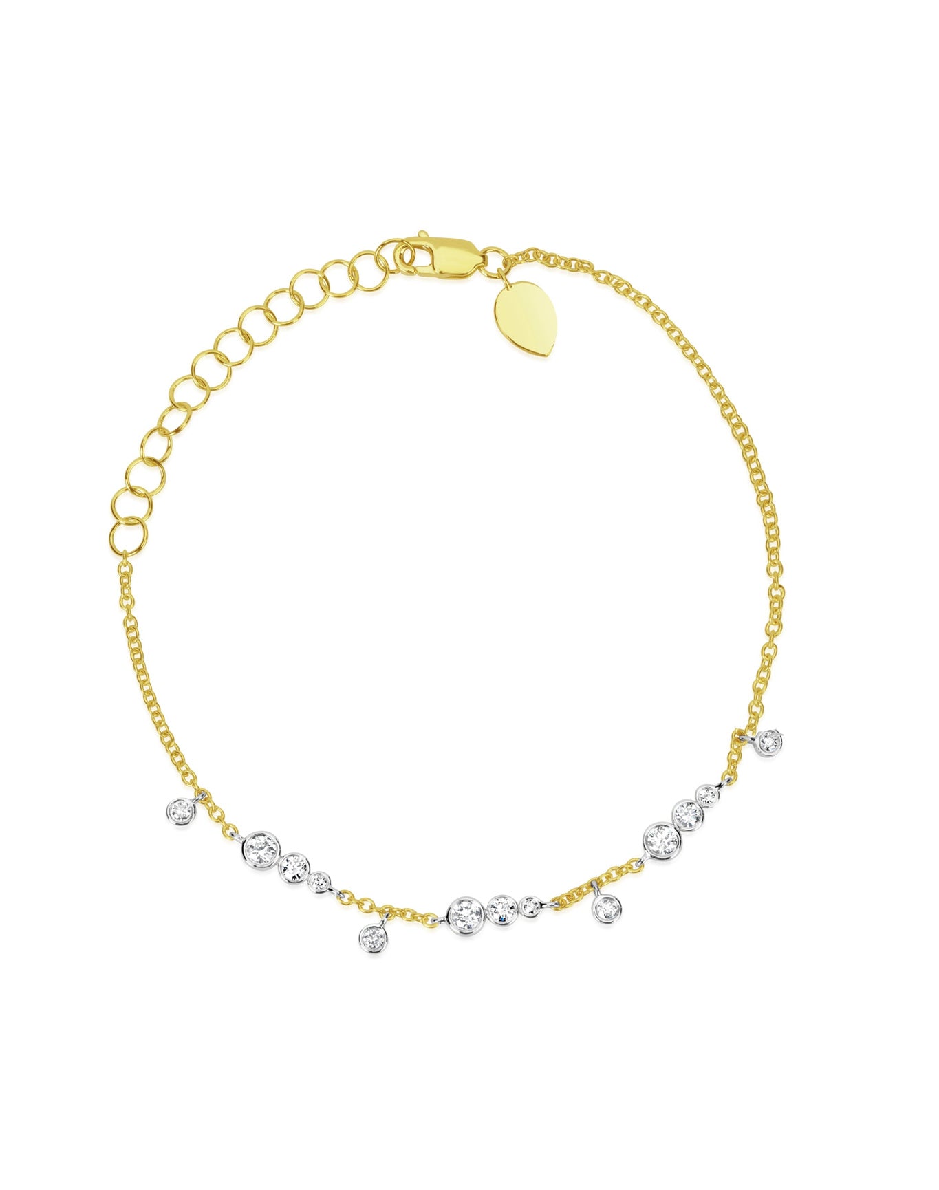 Two Tone Diamond Bezel Bracelet | 14K Two Tone Gold
