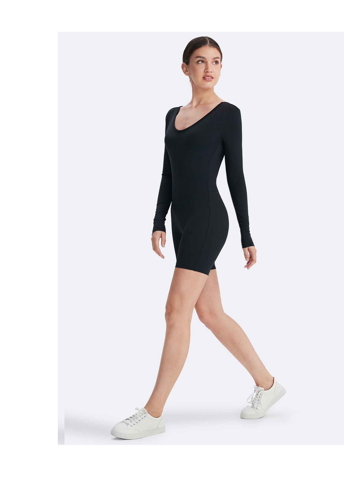 U-back Long Sleeve Bodysuit | Inky Black