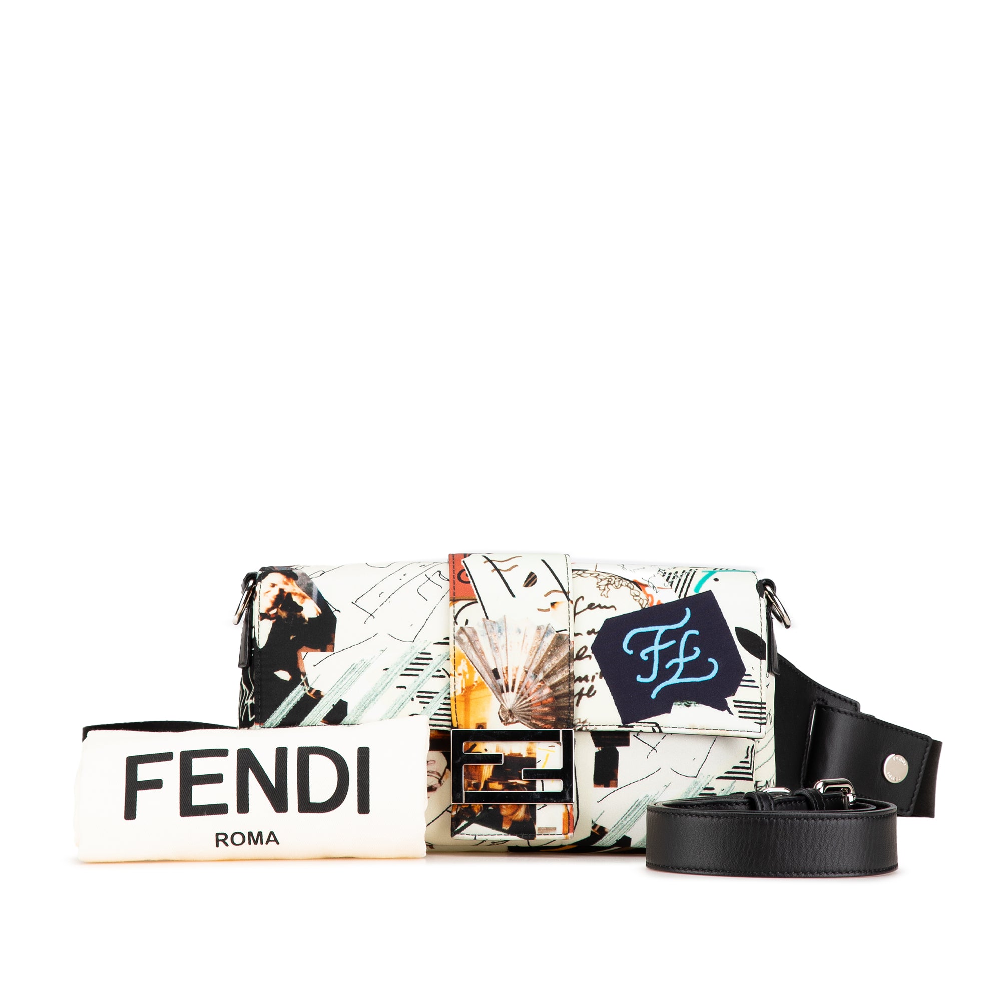 Fendi | Pre-Owned Nylon Karl Kollage Convertible Belt Baguette | White