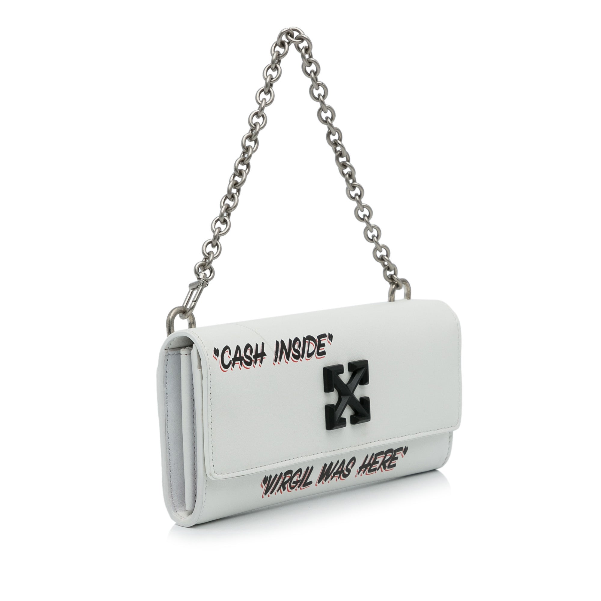 Off-White | Pre-Owned Jitney Quote Wallet on Chain | White