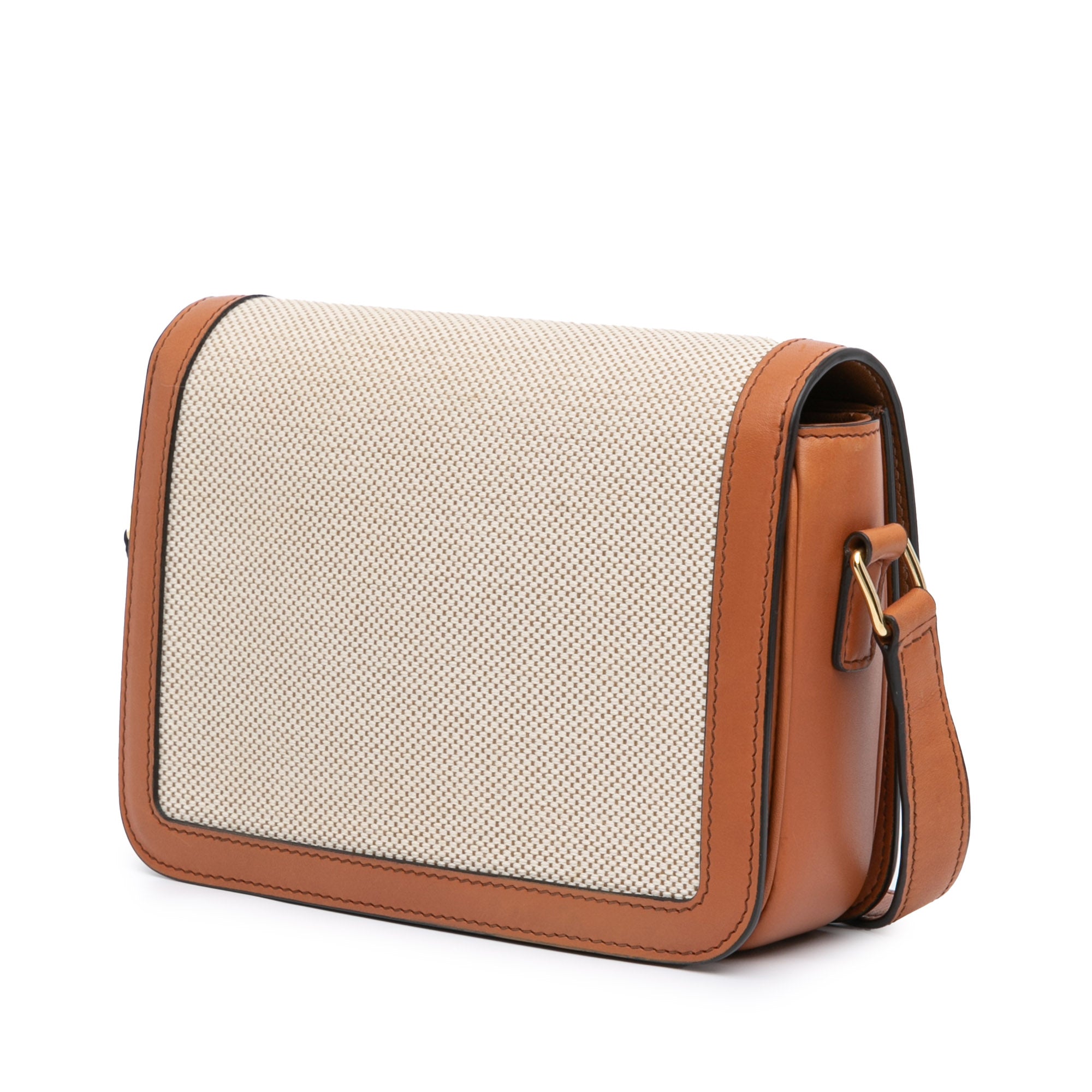 Celine | Pre-Owned Teen Canvas and Calfskin Triomphe Crossbody | Brown/Beige