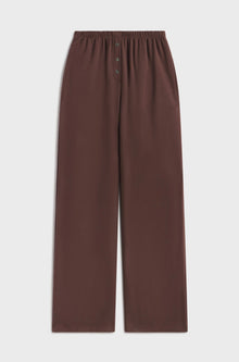 Brown pants with button fly on a white background