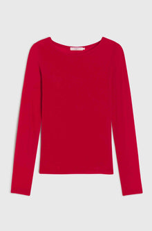 Red long-sleeve shirt on a white background
