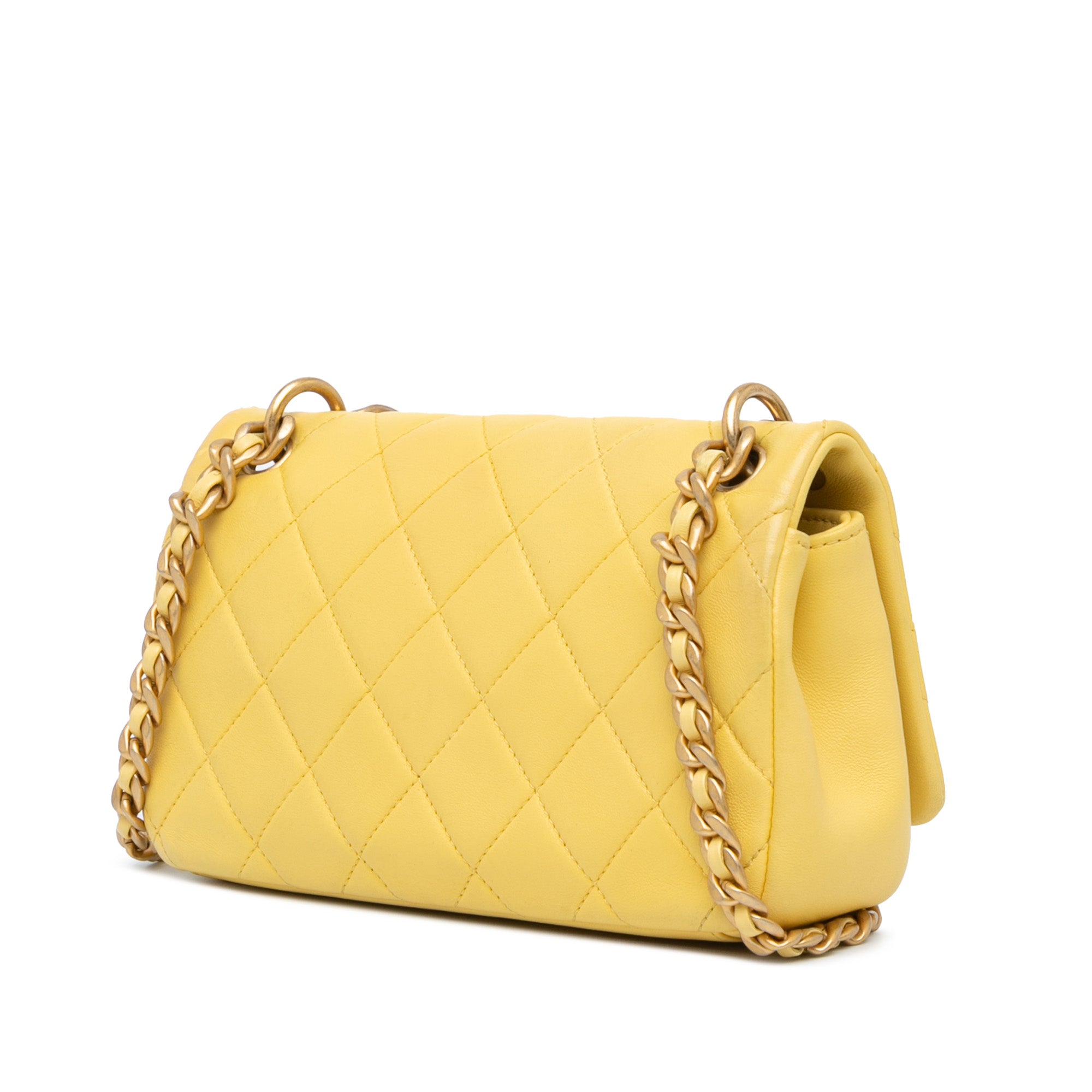 Chanel | Pre-Owned Quilted Lambskin Chain Is More Flap | Yellow