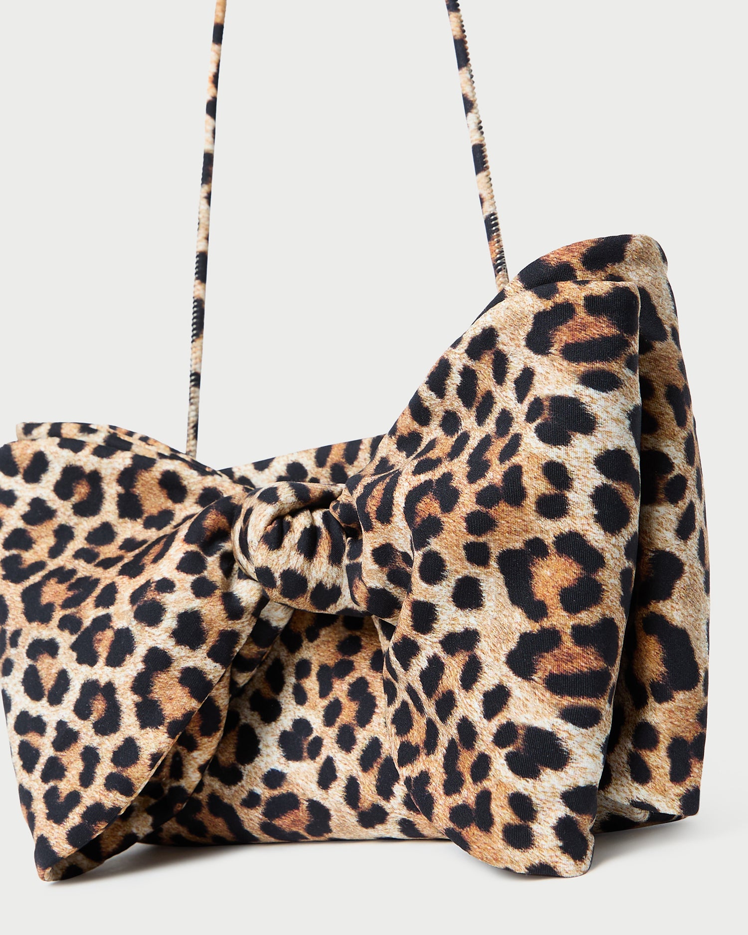 Valerie Leopard Jersey Bow Bag in leopard print jersey material.