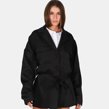 OW Collection Vegas Satin Jacket | Black Caviar