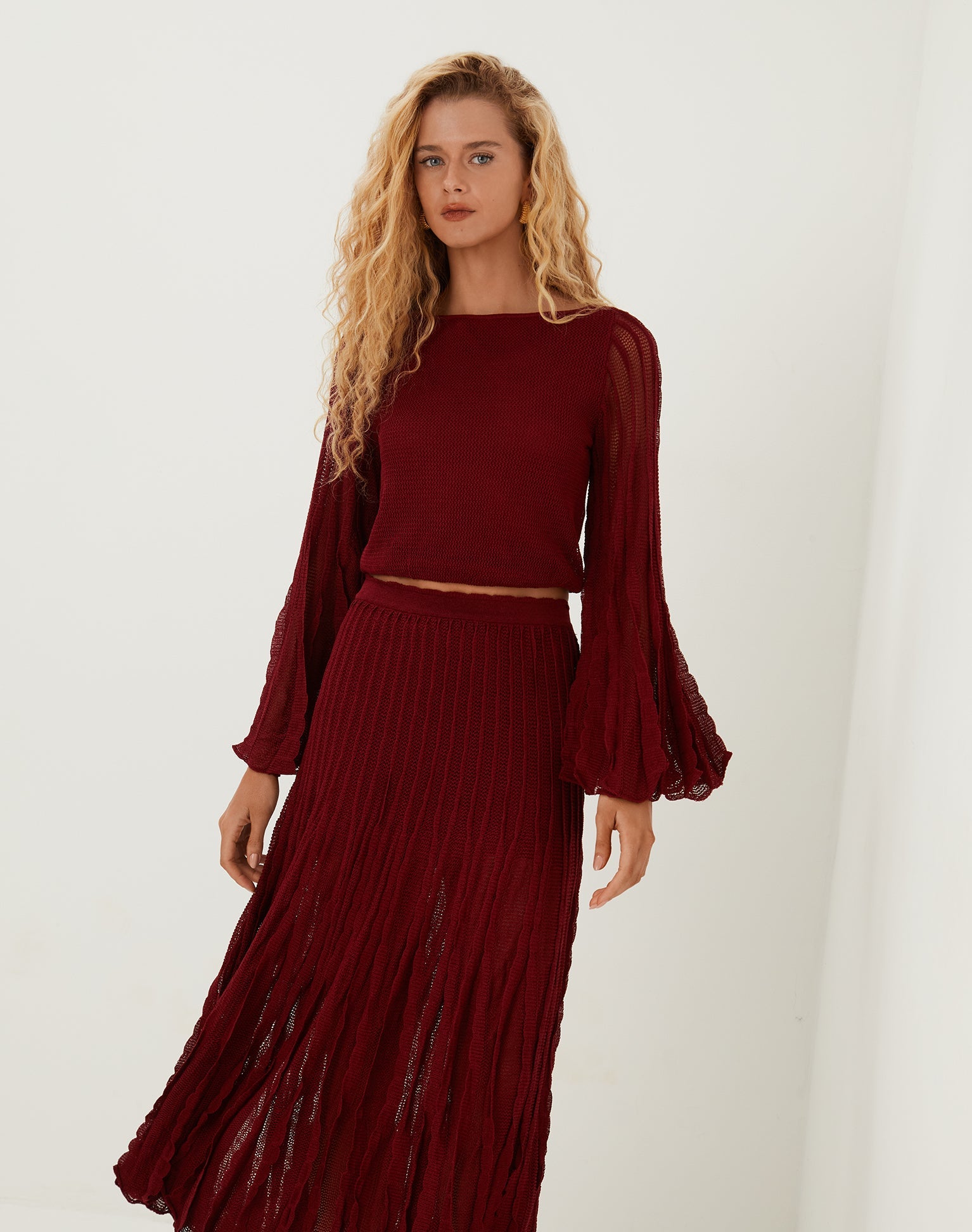 Knit Celina Bell Sleeve Top - Ponche XS