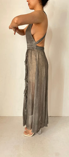 River Deep V-Neck Sleeveless Long Dress | Grey