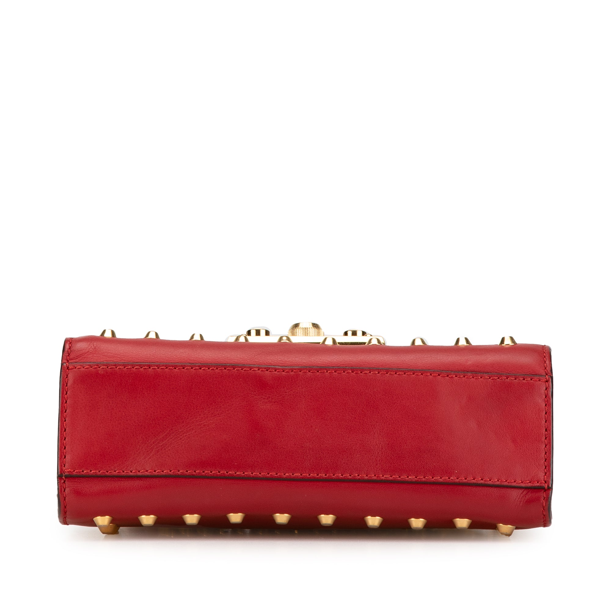 Gucci | Pre-Owned Small Pearl Studded Leather Padlock Crossbody | Red