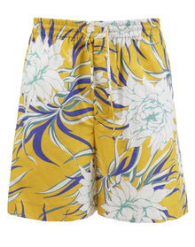 Valentino | Men | Peony Print Bermuda Short | Yellow Purple x White