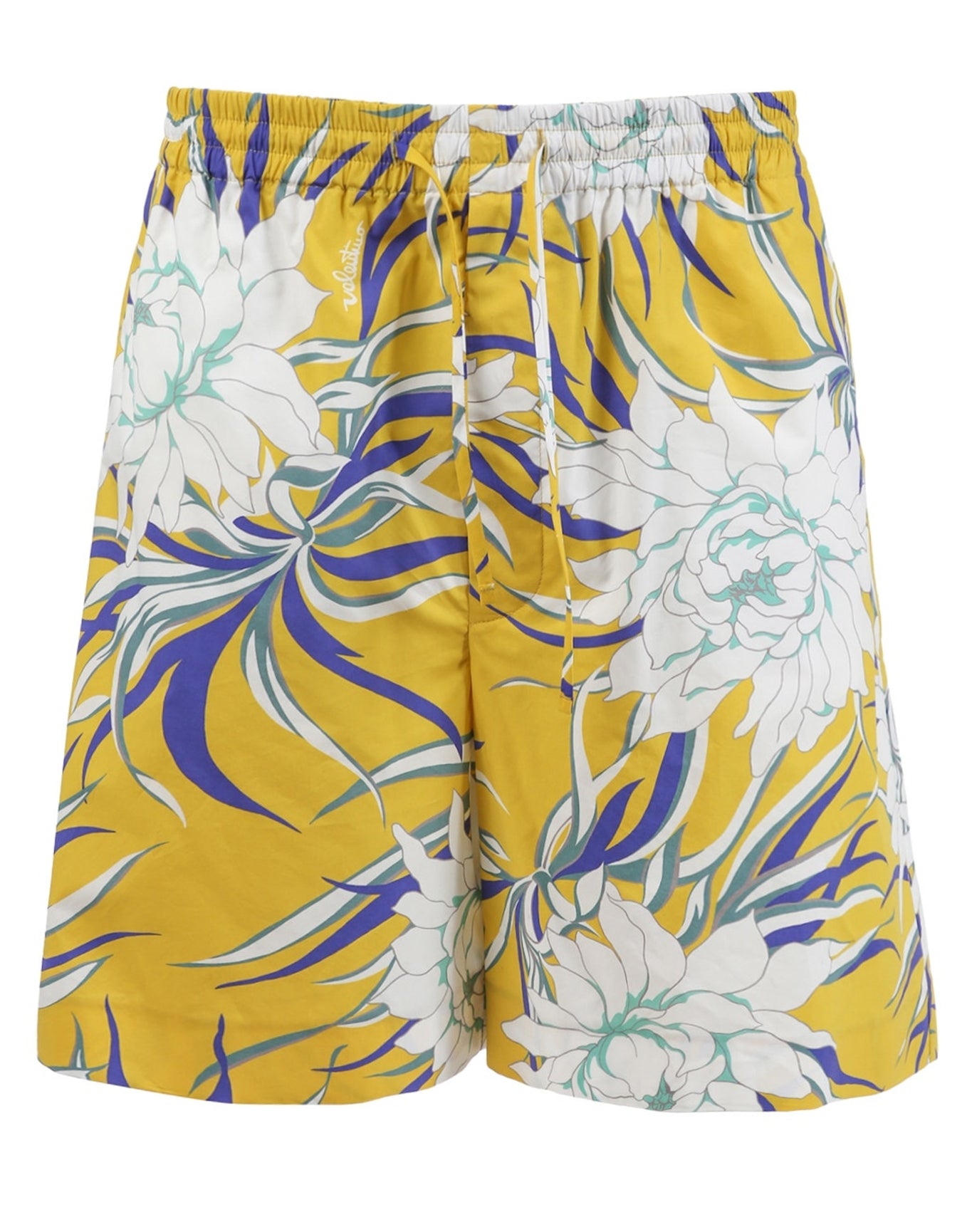 Valentino | Men | Peony Print Bermuda Short | Yellow Purple x White