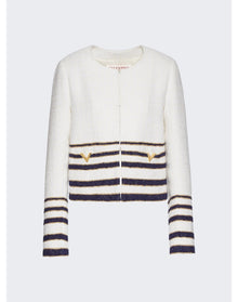 Valentino | Women | Embellished Striped Bouclé Jacket | Multicolor
