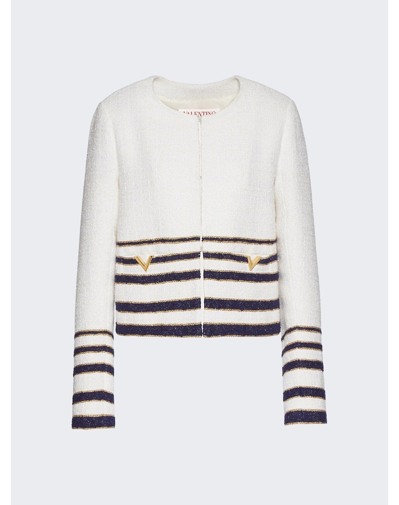 Valentino | Women | Embellished Striped Bouclé Jacket | Multicolor