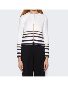 Valentino | Women | Embellished Striped Bouclé Jacket | Multicolor