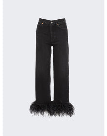 Valentino | Women | Feathered Straight Jeans | Nero Black