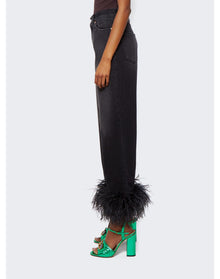 Valentino | Women | Feathered Straight Jeans | Nero Black