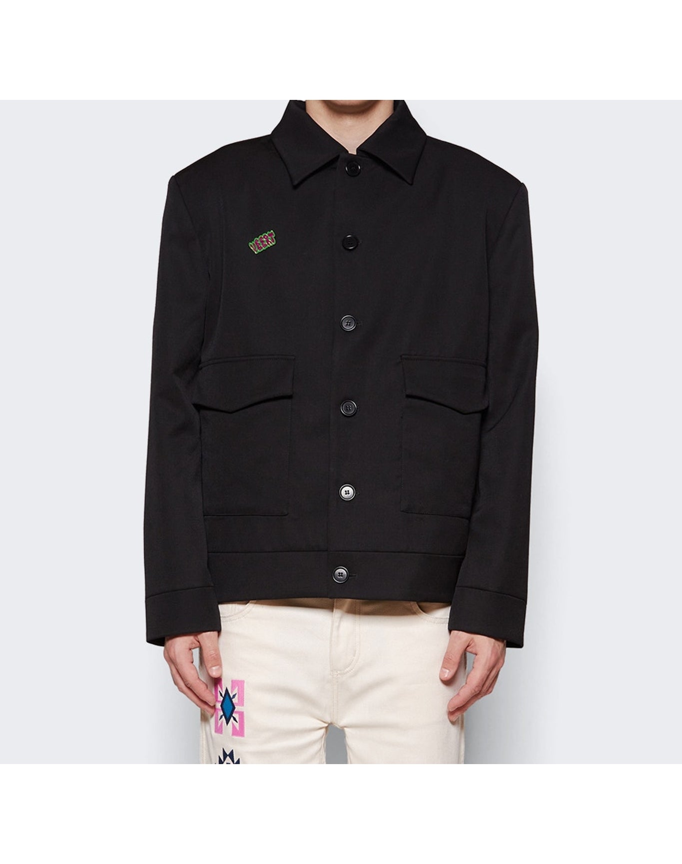 Veert | Men | Structured Wool Jacket With Removable Retro Logo Pin | Black