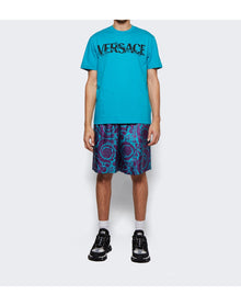 Versace | Men | Barocco Silhouette Logo T-shirt | Turquoise