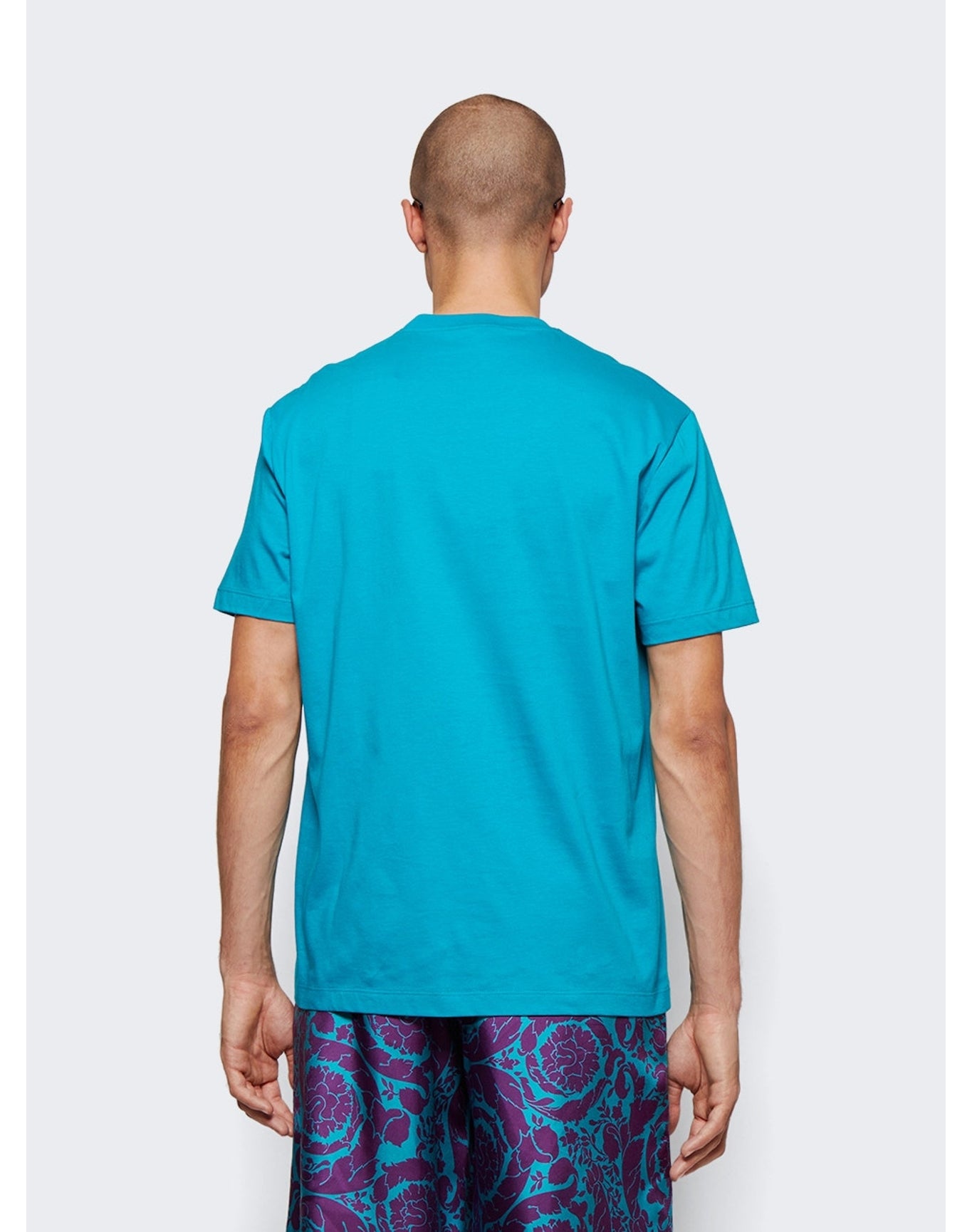 Versace | Men | Barocco Silhouette Logo T-shirt | Turquoise